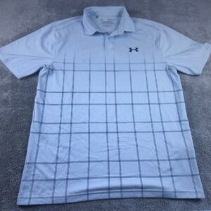 Under Armour Men's Light Blue Plaid Performance Polo